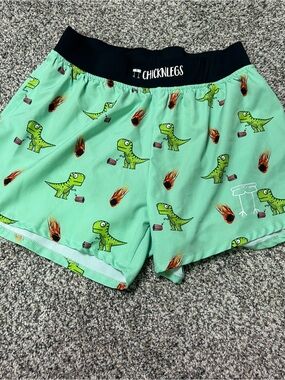 Chicknlegs Shorts Women Chicken Legs Med Dino Sore Running T-Rex Green Lined